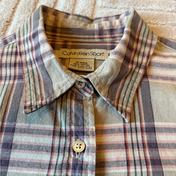 Y2K Calvin Klein Plaid Button-Down - Picture 7 of 13